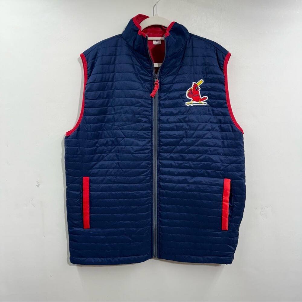 St Louis Cardinals Baseball Blue Sleeveless Zip Up Puffer Vest MLB‎ Size XL